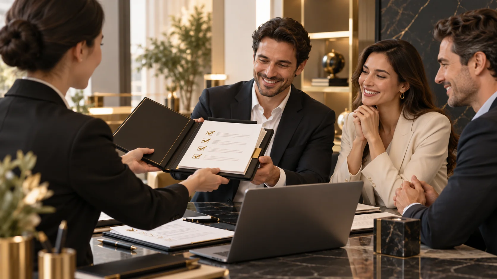Consultants presenting completed registration documents to an operator preparing to enter Canada’s regulated iGaming market.